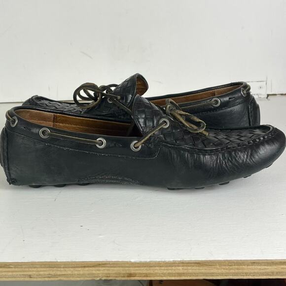 Frye Loafers Mens Size 10.5 Russe Black Woven Leather Slip On Casual Shoes main image 7